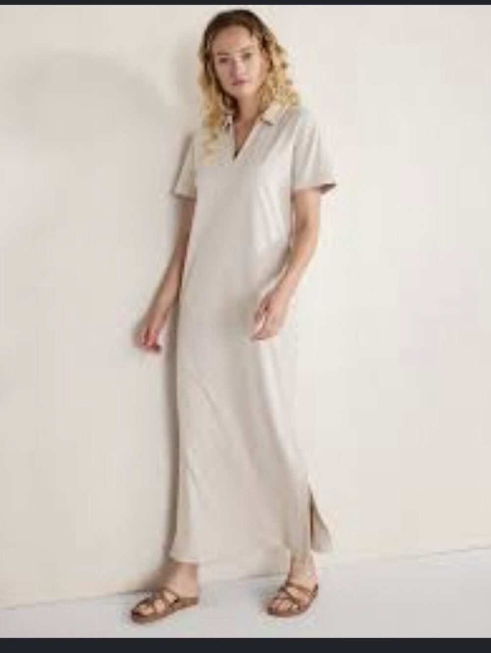 Haven Well Within Organic Cotton Interlock Collared Kaftan Maxi Dress Medium
